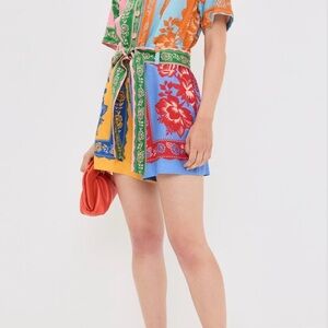 Like NEW FARM Rio Mixed Lace Garden Scarves Linen-Blend Romper